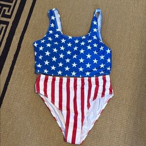 SHEIN Blue and Red Stars and Stripes Kids Bikini